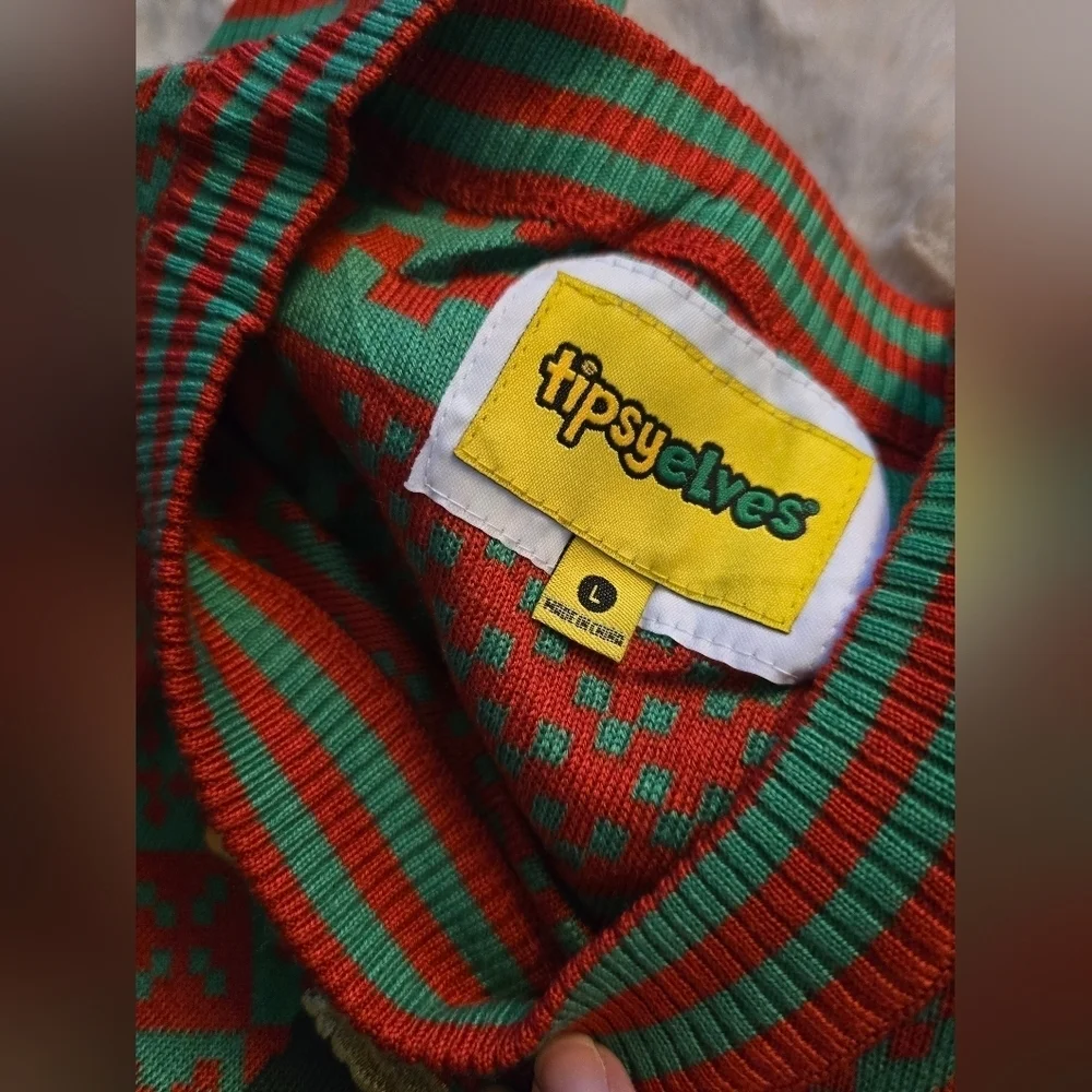 Tipsy Elves, Men's Bottle Opener Ugly Christmas Sweater, Green/Red, Size L